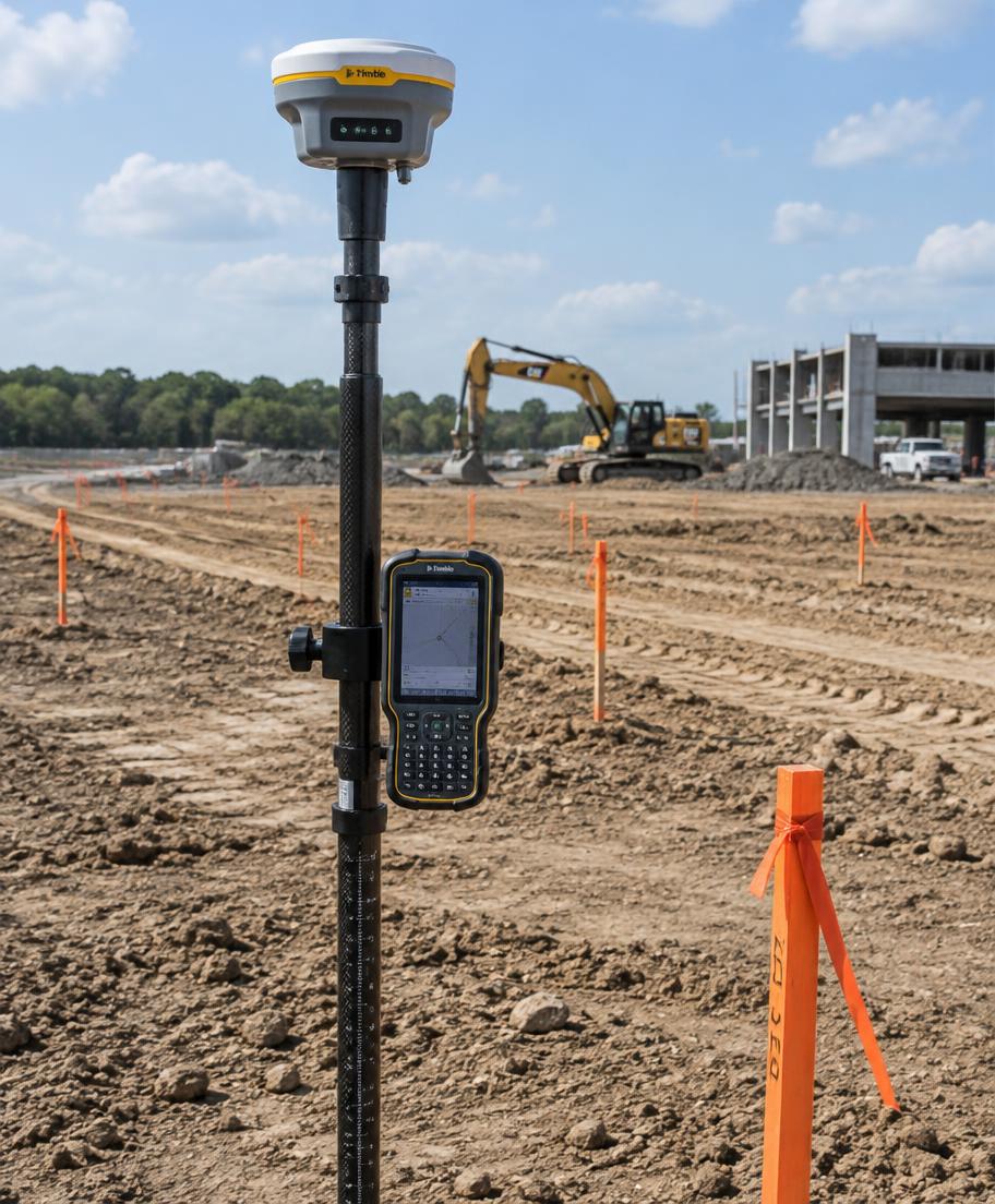 Odbiornik GPS RTK na placu budowy